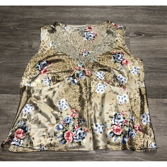 Notations SZ 2X‎ Sleeveless Top Silky Polyester V Neck Lace Floral Crochet Cami - Picture 1 of 5